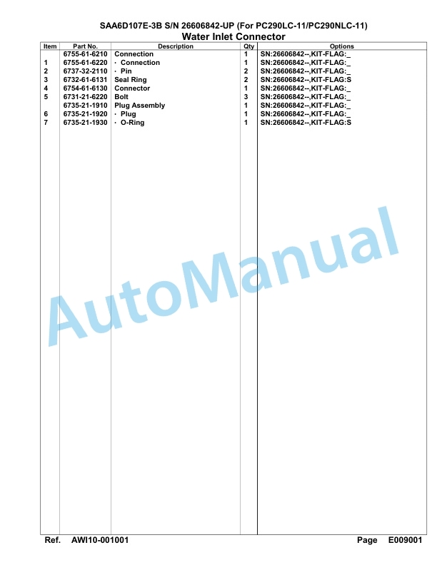Komatsu SAA6D107E-3B Parts Manual 26606842-UP-5