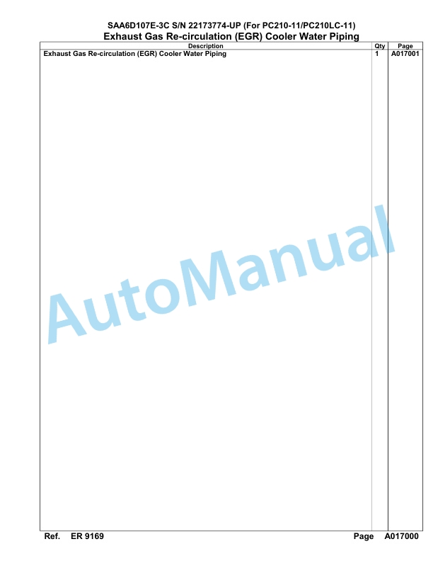 Komatsu SAA6D107E-3C Parts Manual 22173774 Up For PC210 210LC-11-2