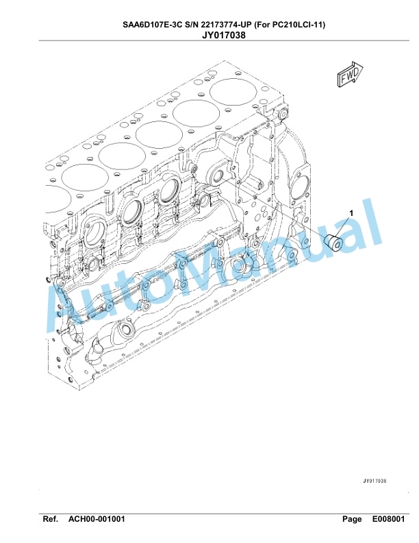 Komatsu SAA6D107E-3C Parts Manual 22173774 Up For PC210LCI-11-5