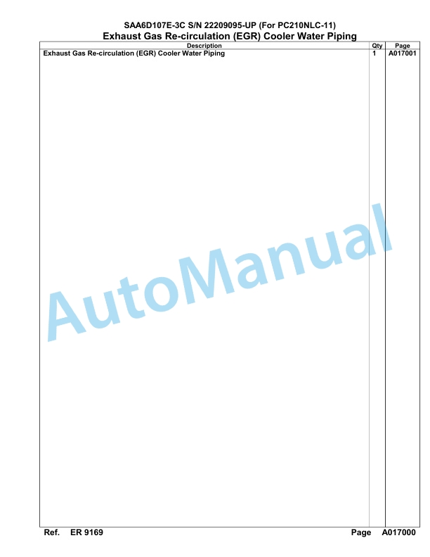 Komatsu SAA6D107E-3C Parts Manual 22209095 Up For PC210NLC-11-2