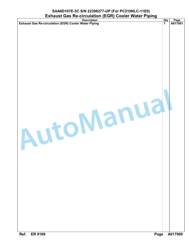 Komatsu SAA6D107E-3C Parts Manual 22398277 Up For PC210NLC-11E0-2