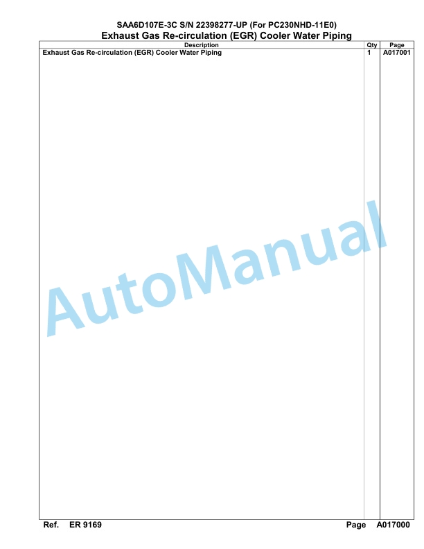 Komatsu SAA6D107E-3C Parts Manual 22398277 Up For PC230NHD-11E0-2