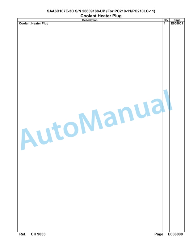 Komatsu SAA6D107E-3C Parts Manual 26609188 Up For PC210 210LC-11-5