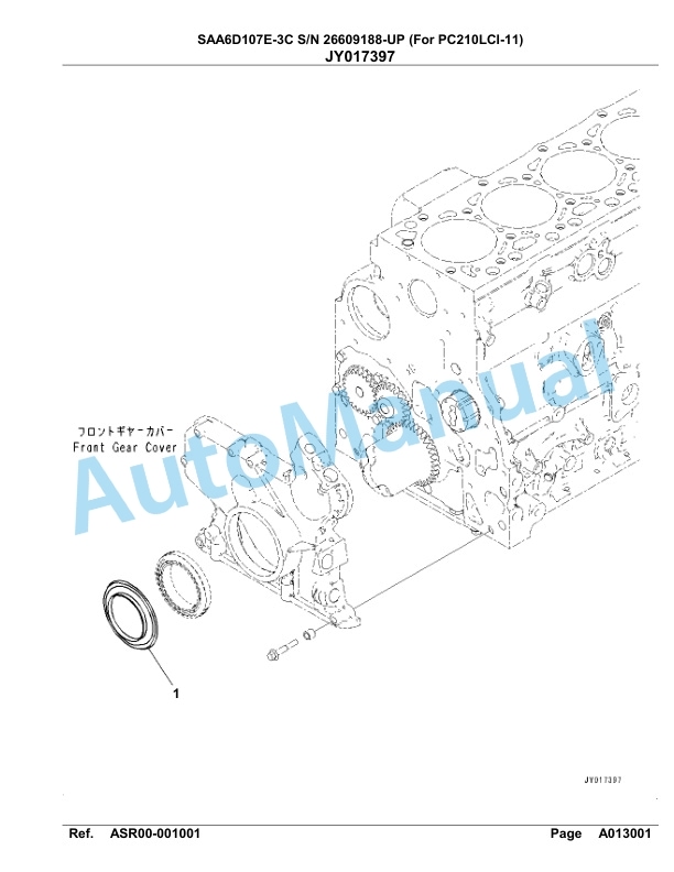 Komatsu SAA6D107E-3C Parts Manual 26609188 Up For PC210LCI-11-2