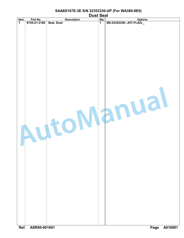 Komatsu SAA6D107E-3E Parts Manual 22353330-UP-2