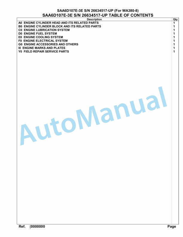 Komatsu SAA6D107E-3E Parts Manual 26634517-UP