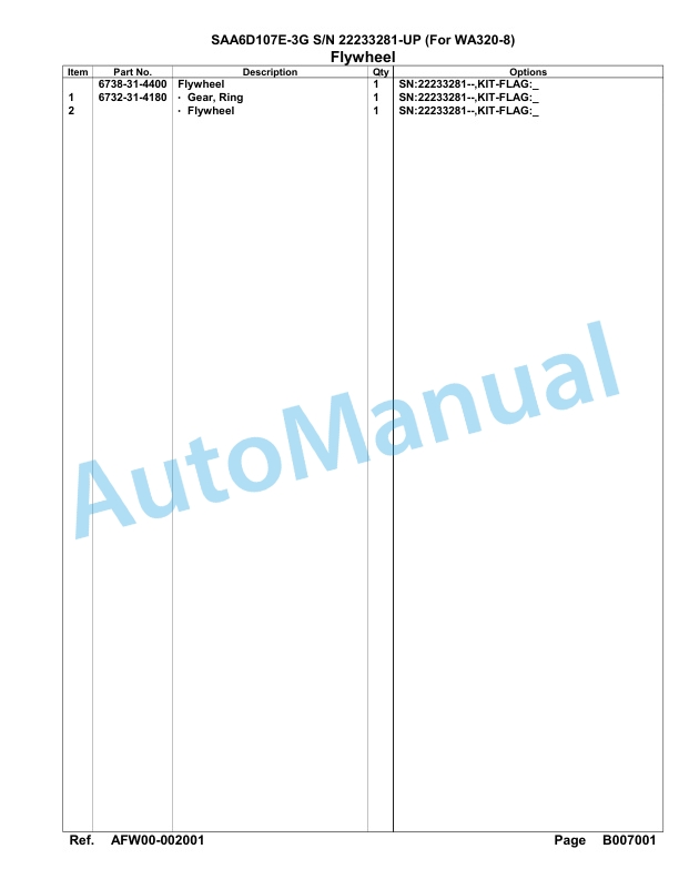 Komatsu SAA6D107E-3G Parts Manual 22233281-UP-3