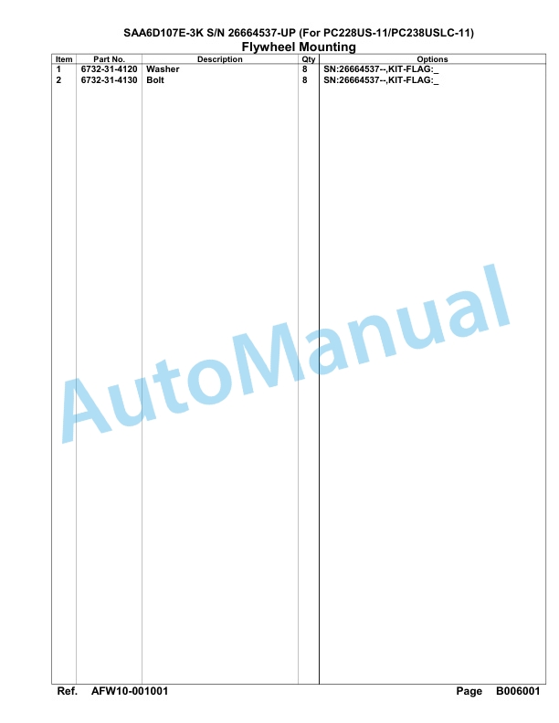Komatsu SAA6D107E-3K Parts Manual 26664537-UP-3