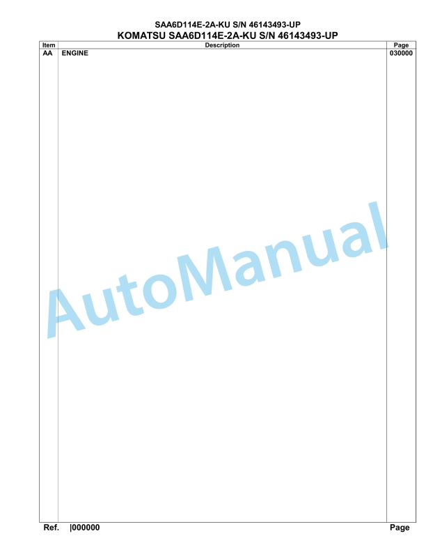 Komatsu SAA6D114E-2A-KU Parts Manual 46143493-UP