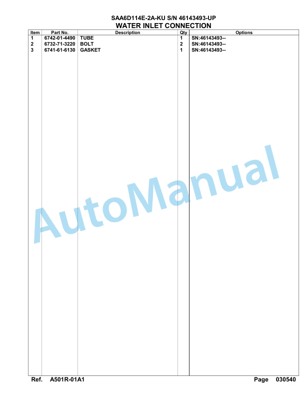 Komatsu SAA6D114E-2A-KU Parts Manual 46143493-UP-5