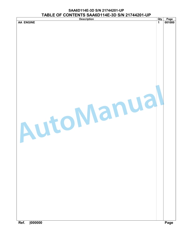 Komatsu SAA6D114E-3D Parts Manual 21744201-UP