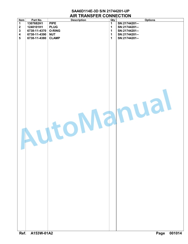 Komatsu SAA6D114E-3D Parts Manual 21744201-UP-2
