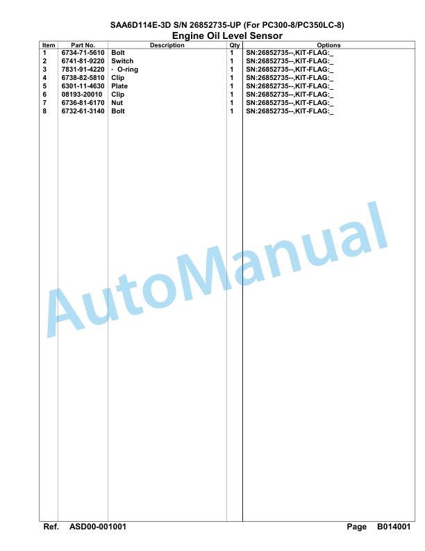 Komatsu SAA6D114E-3D Parts Manual 26852735-UP-3