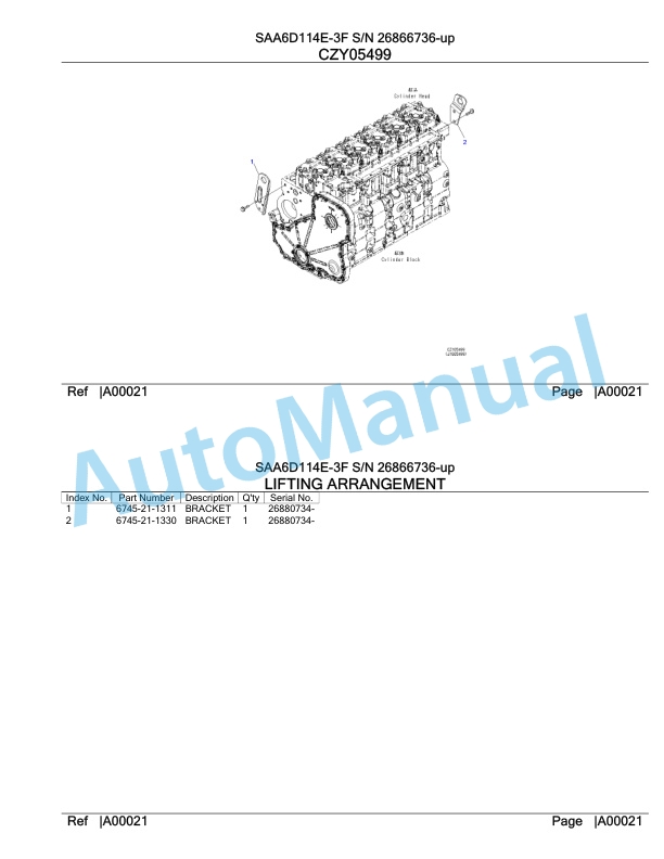 Komatsu SAA6D114E-3F Parts Manual 26866736 Up-2