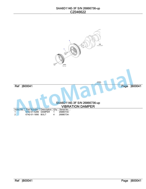 Komatsu SAA6D114E-3F Parts Manual 26866736 Up-3