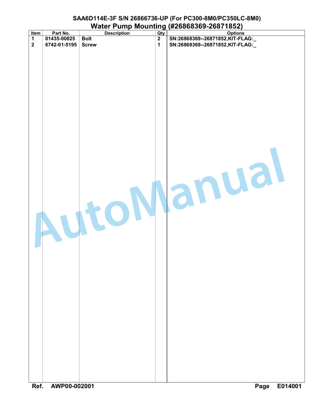 Komatsu SAA6D114E-3F Parts Manual 26866736 Up For PC300 350LC-8M0-5