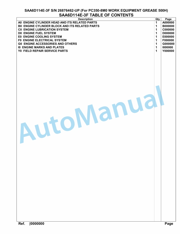 Komatsu SAA6D114E-3F Parts Manual 26876462-UP
