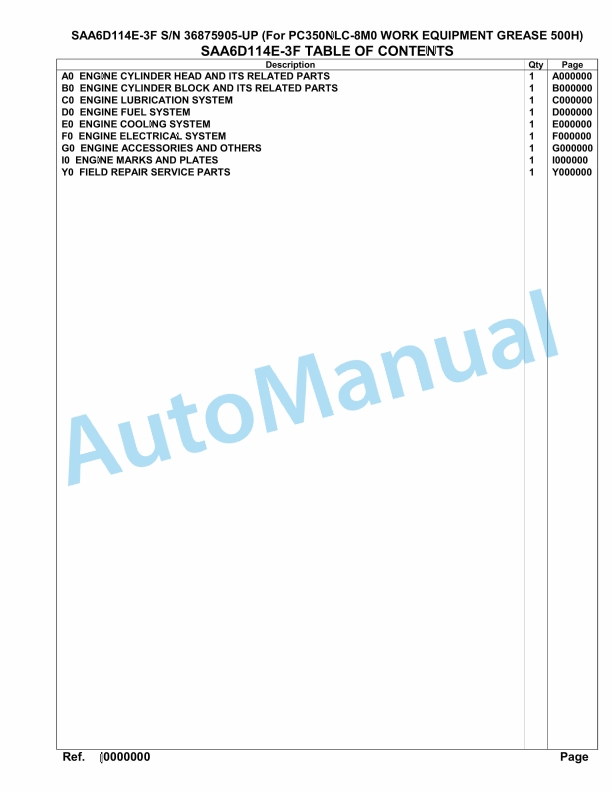 Komatsu SAA6D114E-3F Parts Manual 36875905-UP