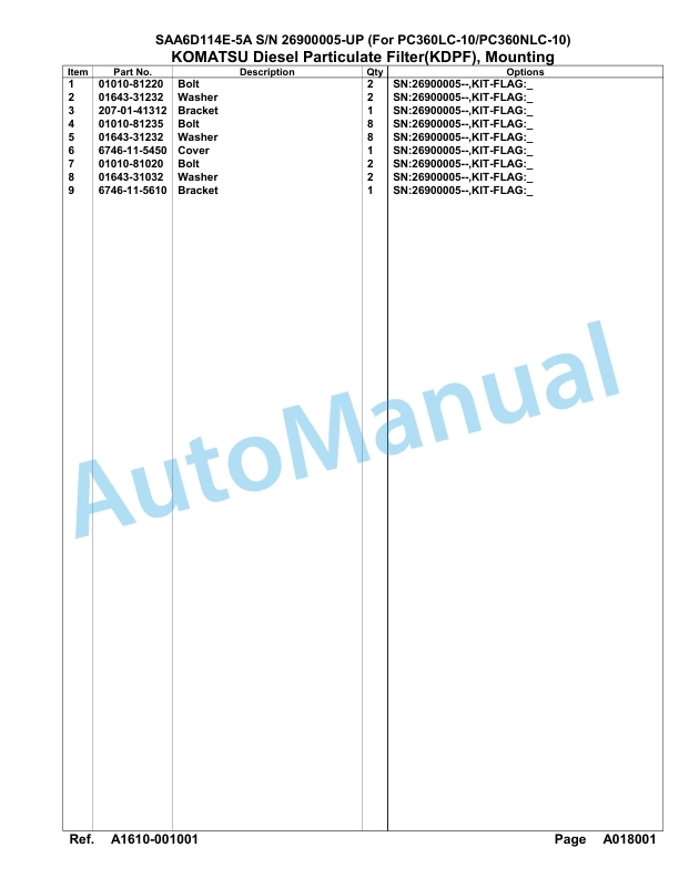 Komatsu SAA6D114E-5A Parts Manual 26900005-UP-2