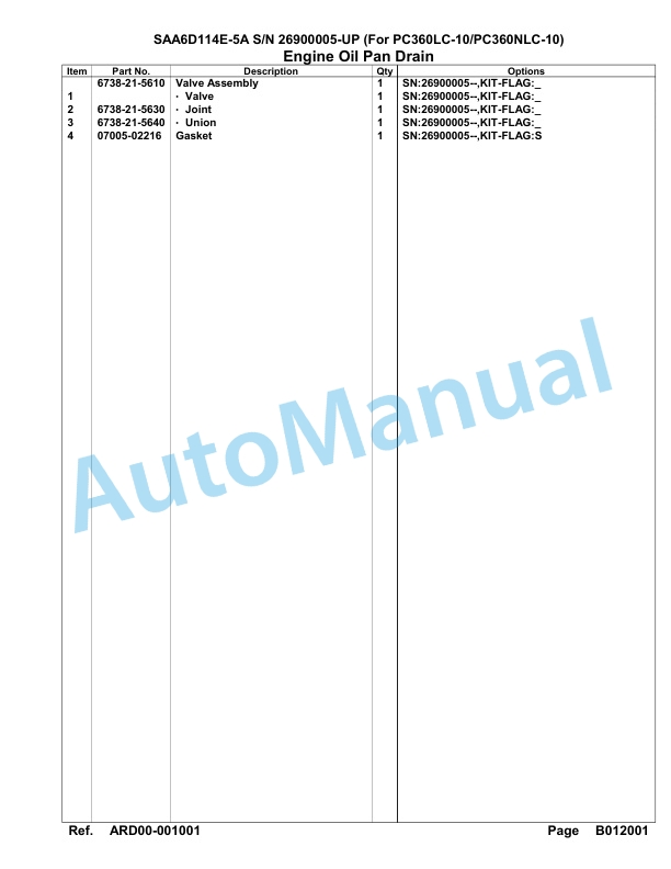 Komatsu SAA6D114E-5A Parts Manual 26900005-UP-3