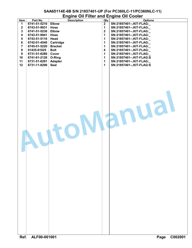 Komatsu SAA6D114E-6B Parts Manual 21857401-UP-4