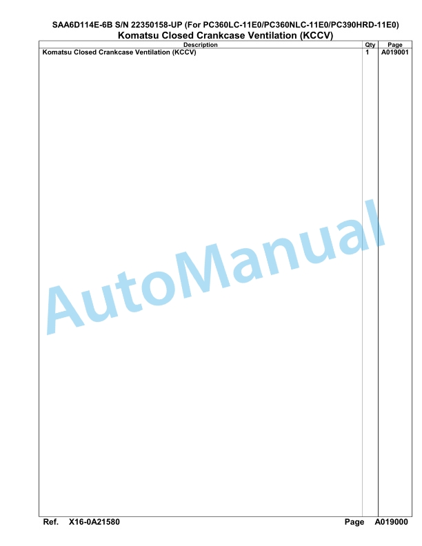 Komatsu SAA6D114E-6B Parts Manual 22350158-UP-2