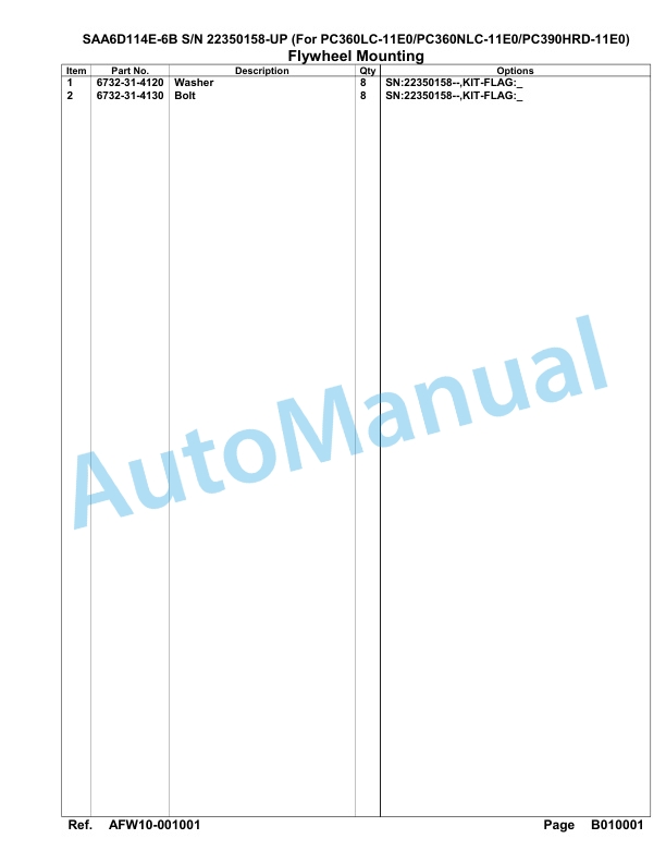 Komatsu SAA6D114E-6B Parts Manual 22350158-UP-3