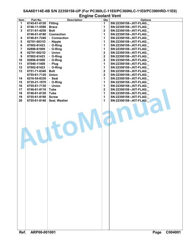 Komatsu SAA6D114E-6B Parts Manual 22350158-UP-4