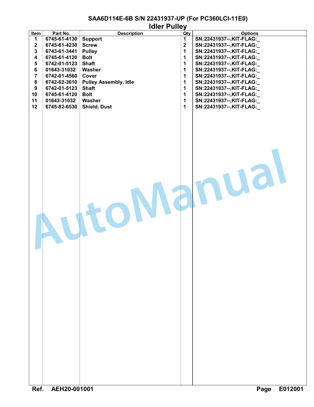Komatsu SAA6D114E-6B Parts Manual 22431937-UP-5
