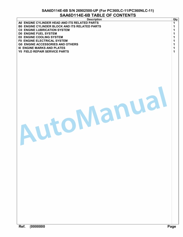 Komatsu SAA6D114E-6B Parts Manual 26902500-UP