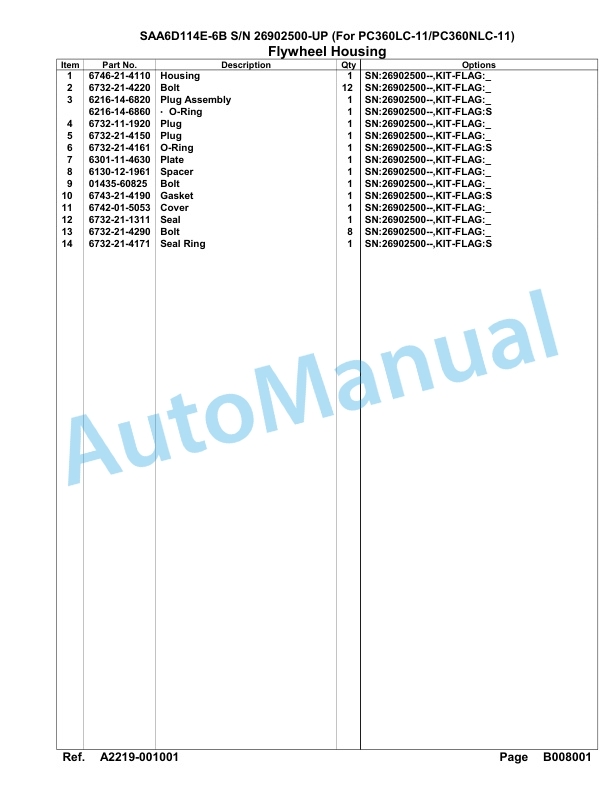 Komatsu SAA6D114E-6B Parts Manual 26902500-UP-3