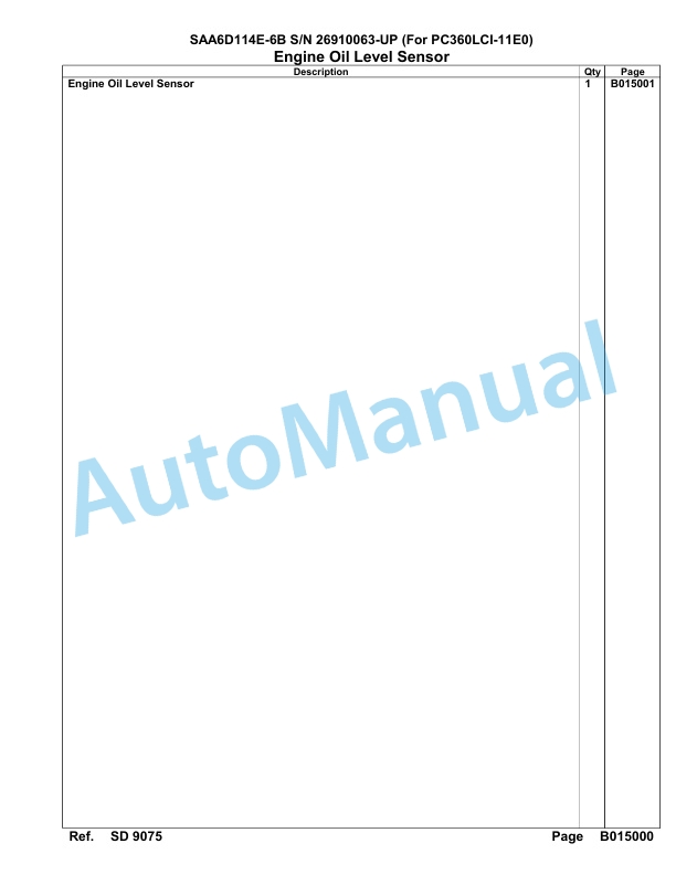 Komatsu SAA6D114E-6B Parts Manual 26910063-UP-3