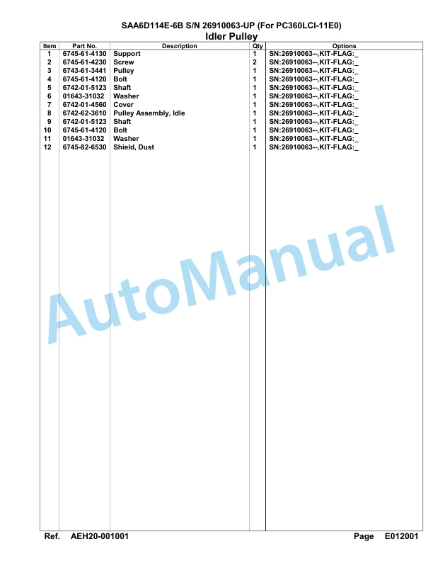 Komatsu SAA6D114E-6B Parts Manual 26910063-UP-5