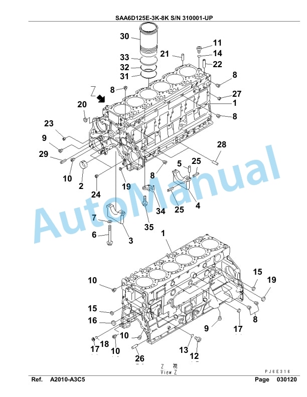 Komatsu SAA6D125E-3K-8K Parts Manual 310001-UP-2