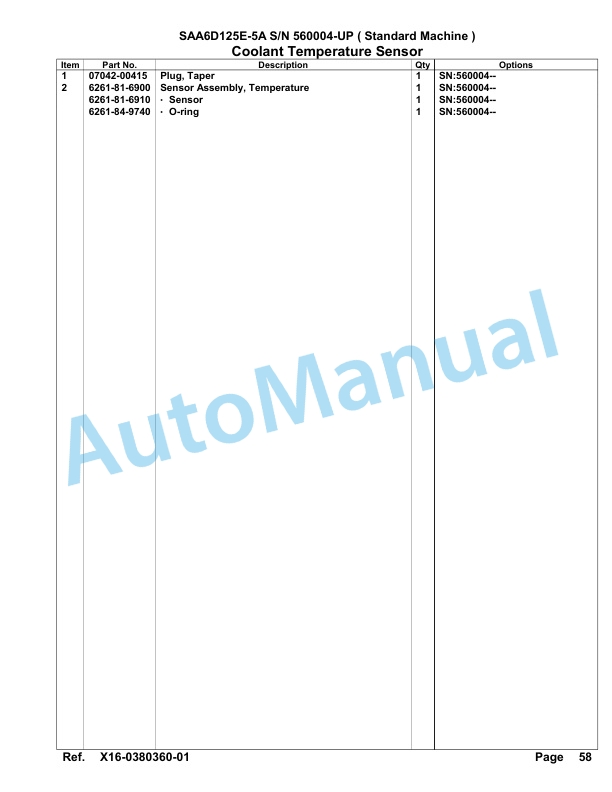 Komatsu SAA6D125E-5A Parts Manual 560004-UP-5