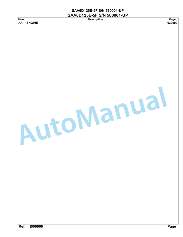 Komatsu SAA6D125E-5F Parts Manual 560001-UP
