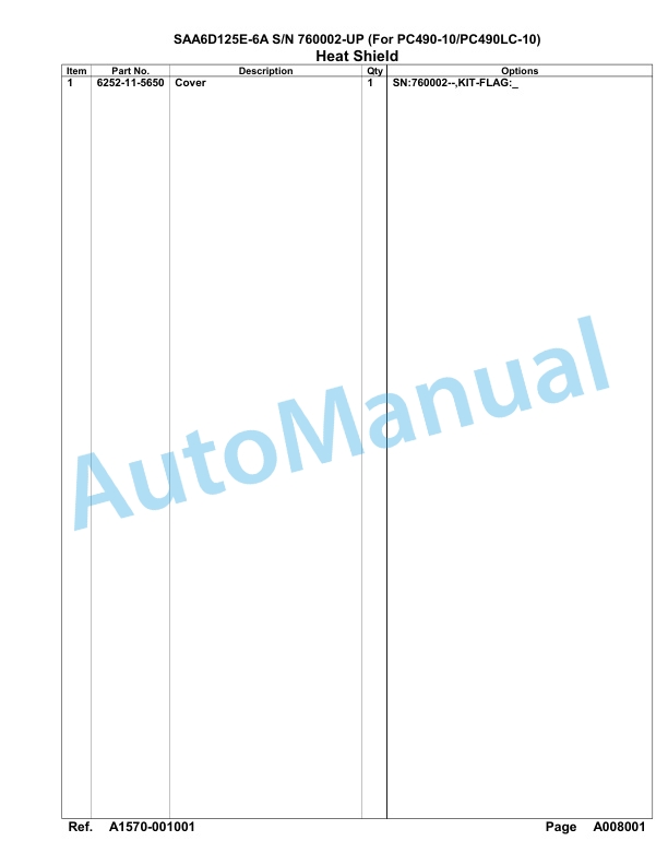 Komatsu SAA6D125E-6A Parts Manual 760002-UP-2