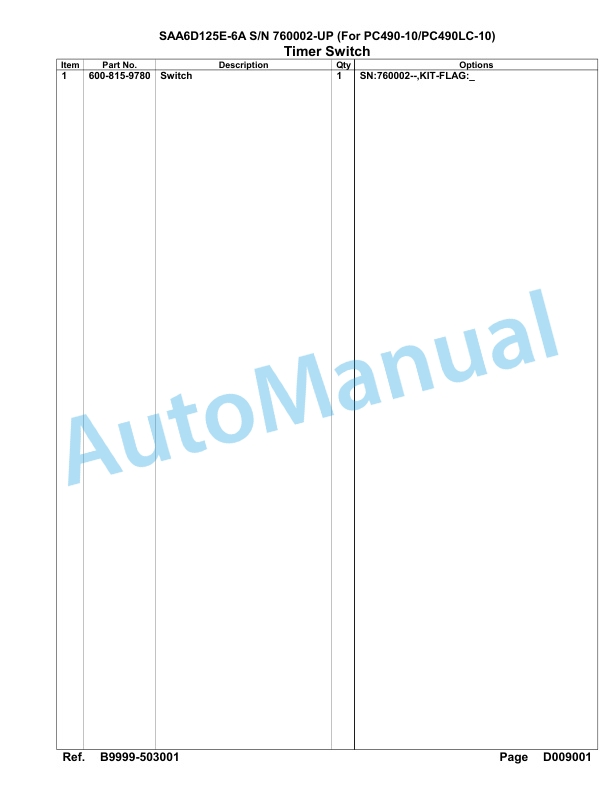Komatsu SAA6D125E-6A Parts Manual 760002-UP-5