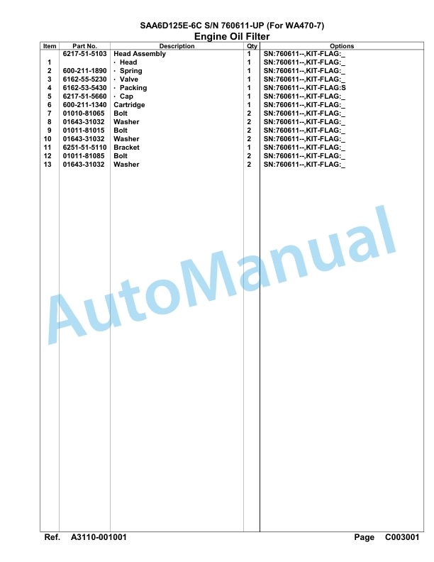 Komatsu SAA6D125E-6C Parts Manual 760611-UP-4
