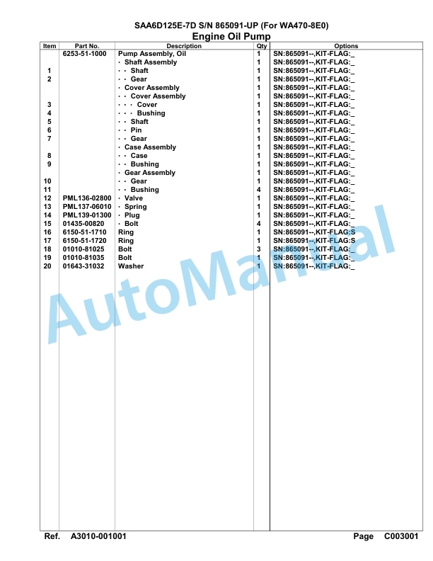 Komatsu SAA6D125E-7D Parts Manual 865091-UP-4