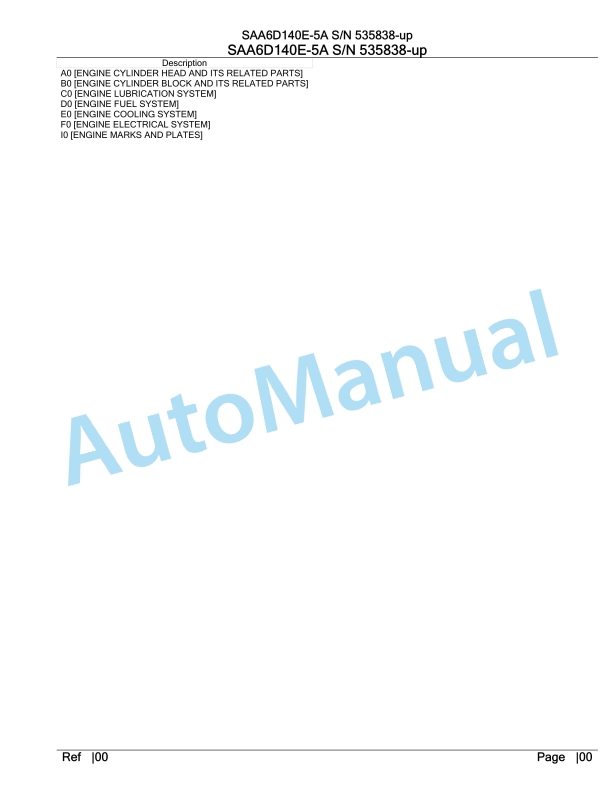 Komatsu SAA6D140E-5A Parts Manual 535838-up