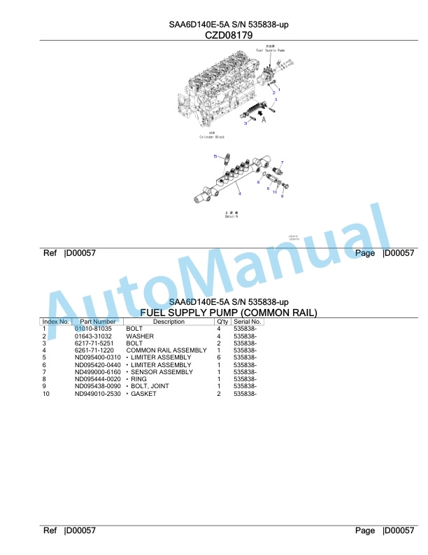 Komatsu SAA6D140E-5A Parts Manual 535838-up-4
