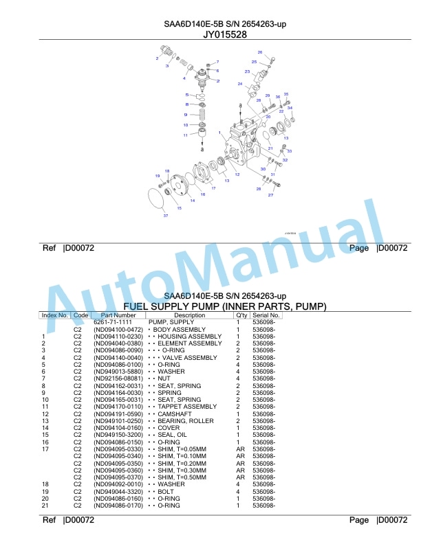 Komatsu SAA6D140E-5B Parts Manual 2654263-up-4