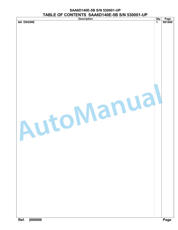 Komatsu SAA6D140E-5B Parts Manual 530001-UP