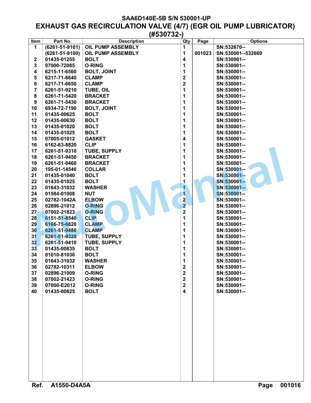 Komatsu SAA6D140E-5B Parts Manual 530001-UP-2