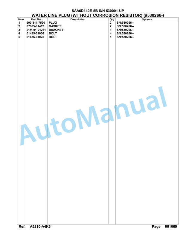Komatsu SAA6D140E-5B Parts Manual 530001-UP-5