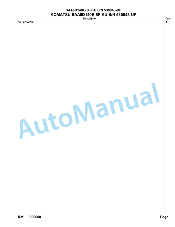 Komatsu SAA6D140E-5F-KU Parts Manual 530043-UP