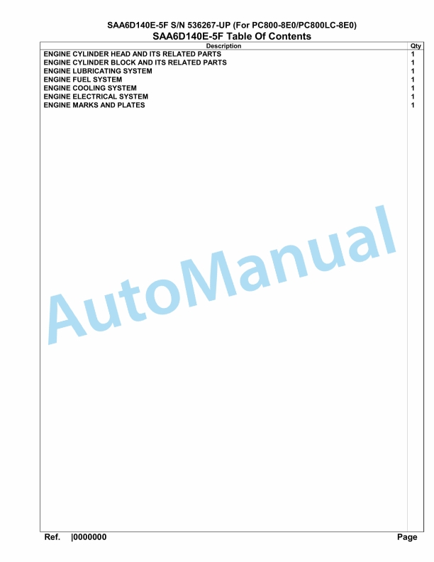 Komatsu SAA6D140E-5F Parts Manual 536267-UP