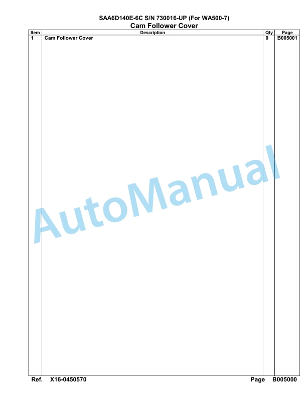 Komatsu SAA6D140E-6C Parts Manual 730016-UP-3