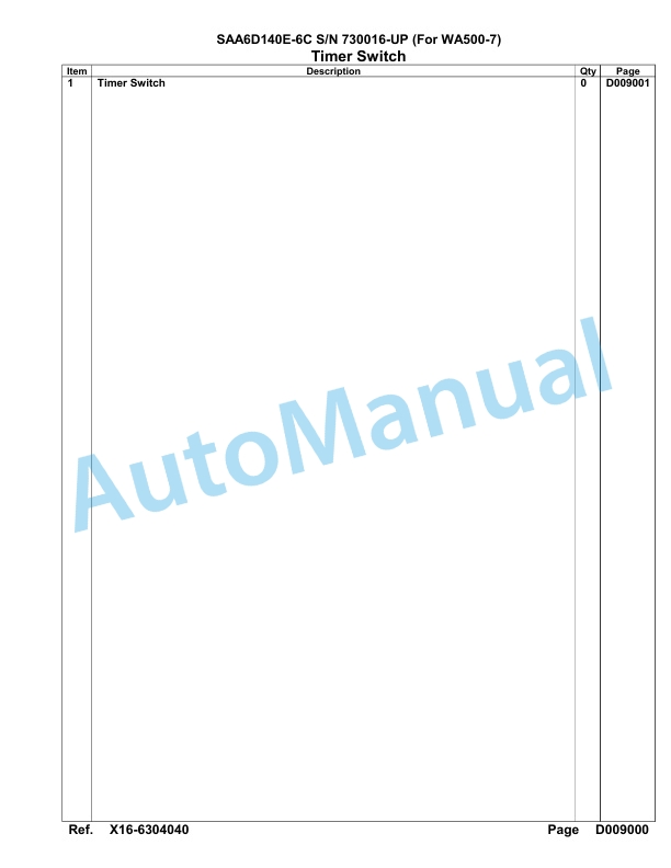 Komatsu SAA6D140E-6C Parts Manual 730016-UP-5